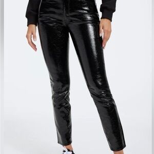 Good American Shiny Black Cropped Pants